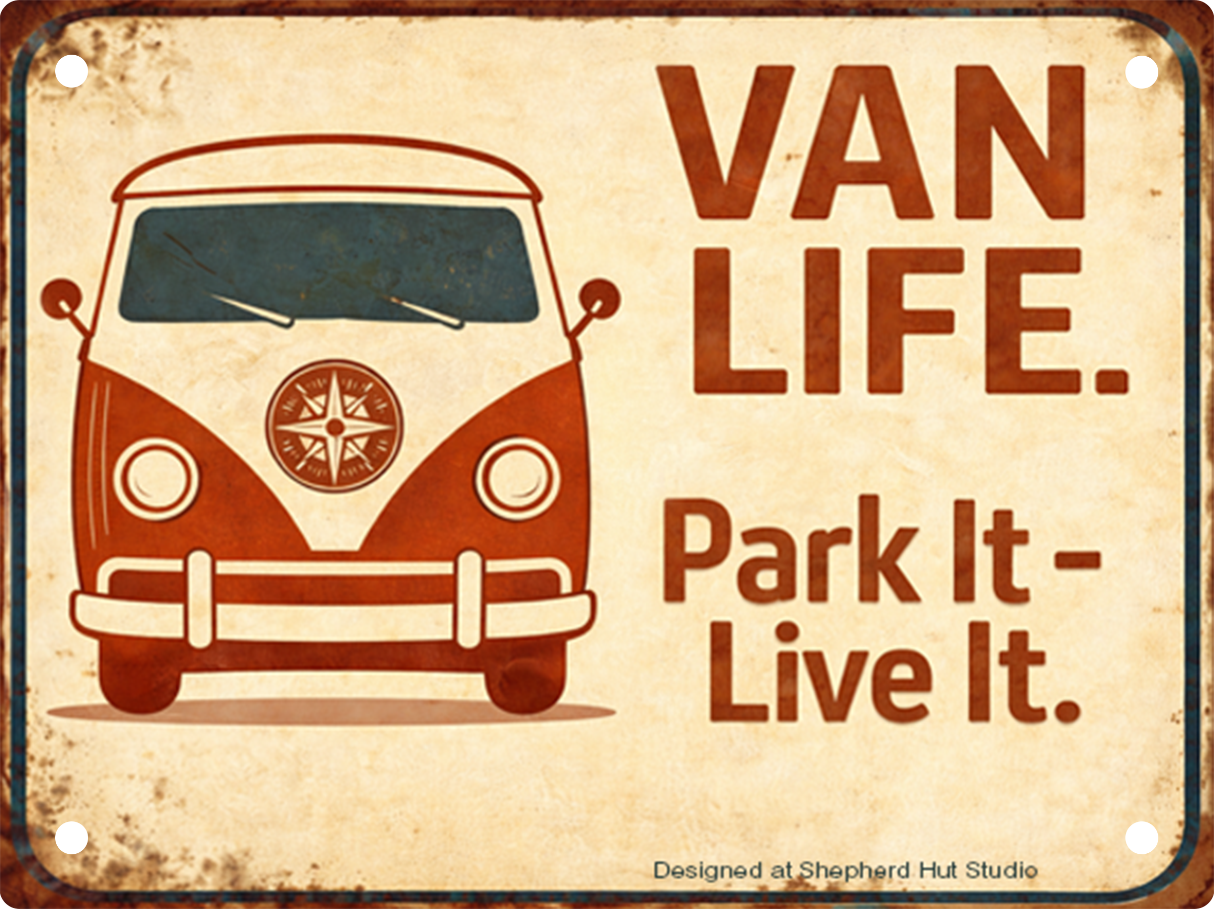 Van Life Park It Live It retro camper van aluminium tin sign