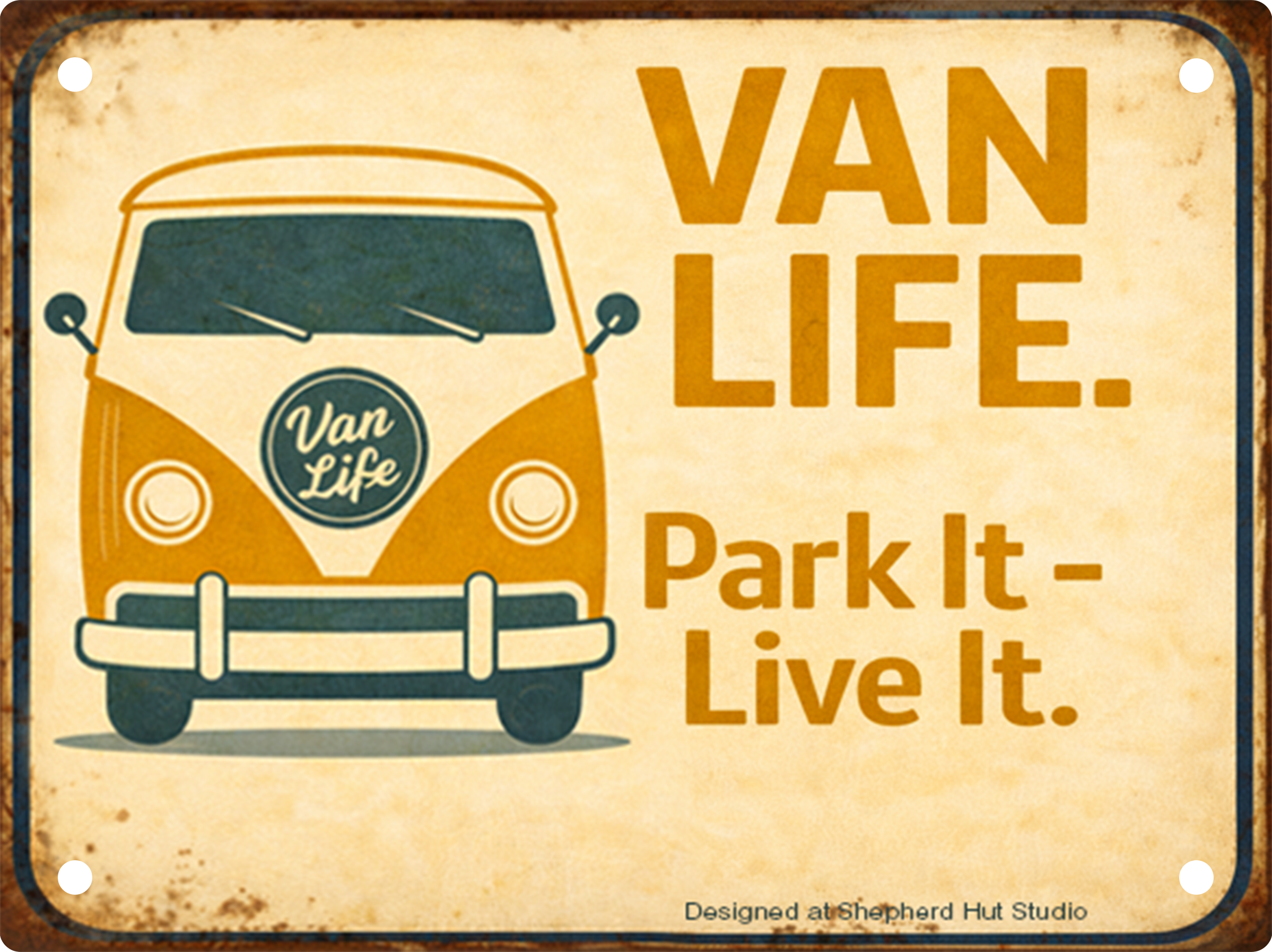 Van Life Park It Live It retro camper van aluminium tin sign