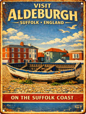 Aldeburgh fishing boat handmade aluminium tin sign by Shepherd Hut Studio