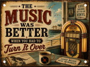 Music Was Better retro vinyl and jukebox aluminium tin sign