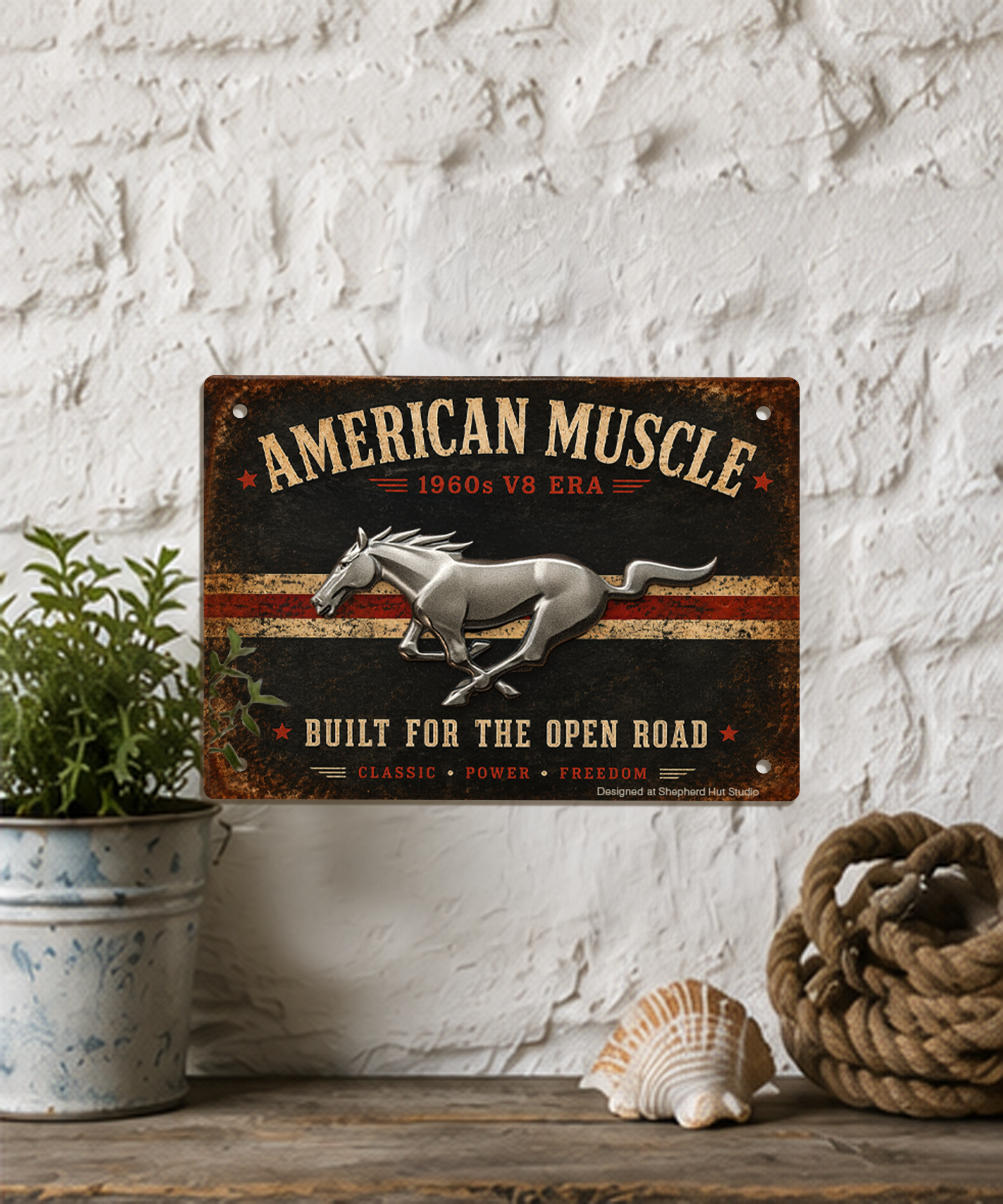 American Muscle 1960s V8 Era Vintage Tin Sign - Image 3